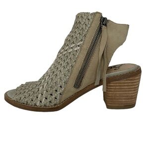 Sam Edelman Heels Women's 7 Tan Woven Open Toe Pumps Shoes